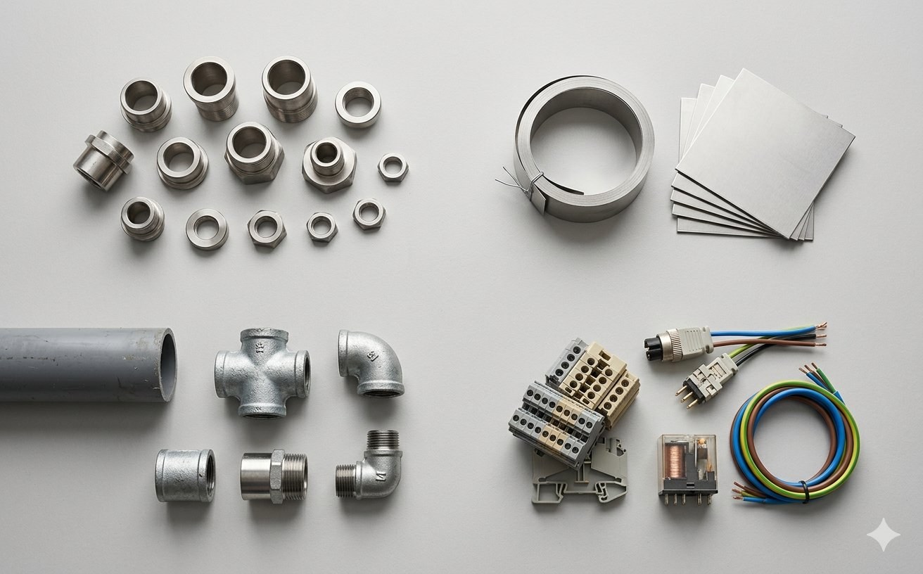 General industrial sourcing — mixed materials and lot sizes